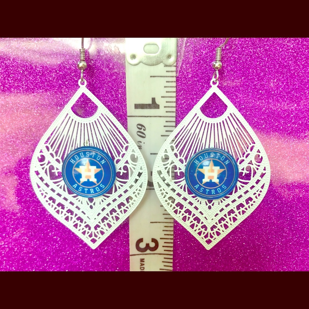 White Drop Fan Houston Astros Earrings